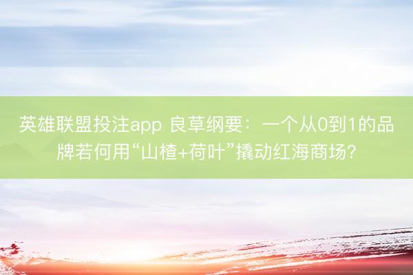 英雄联盟投注app 良草纲要：一个从0到1的品牌若何用“山楂+荷叶”撬动红海商场？