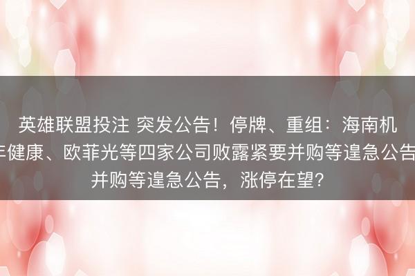 英雄联盟投注 突发公告！停牌、重组：海南机场、好意思年健康、欧菲光等四家公司败露紧要并购等遑急公告，涨停在望？
