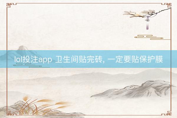 lol投注app 卫生间贴完砖, 一定要贴保护膜