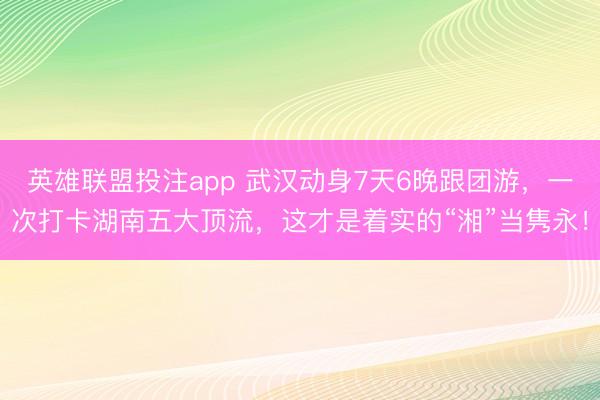 英雄联盟投注app 武汉动身7天6晚跟团游，一次打卡湖南五大顶流，这才是着实的“湘”当隽永！