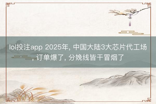 lol投注app 2025年， 中国大陆3大芯片代工场， 订单爆了， 分娩线皆干冒烟了