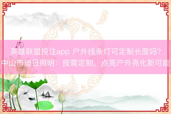 英雄联盟投注app 户外线条灯可定制长度吗？中山市迪日照明：按需定制，点亮户外亮化新可能